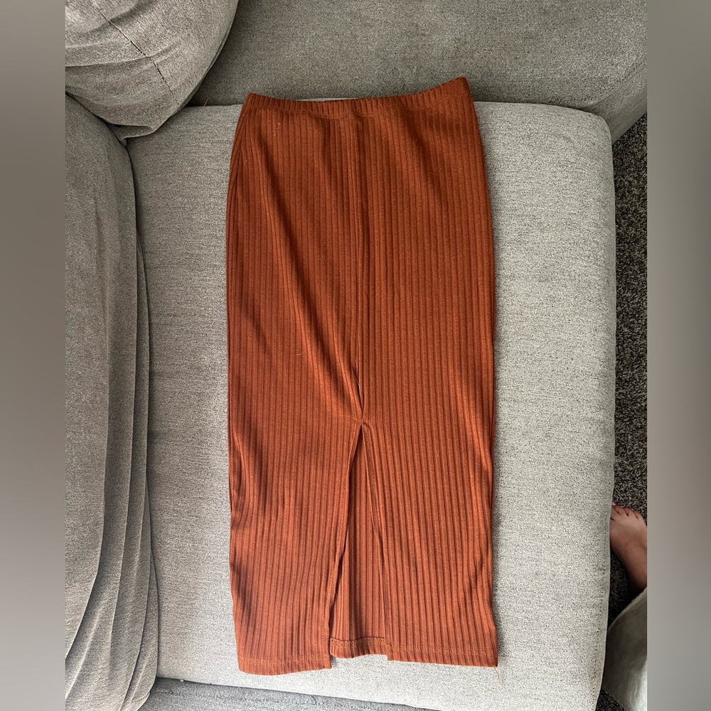 Rust pencil skirt